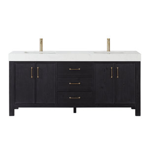Lark Manor Aneysa 72'' Double Bathroom Vanity with Engineered Marble ...